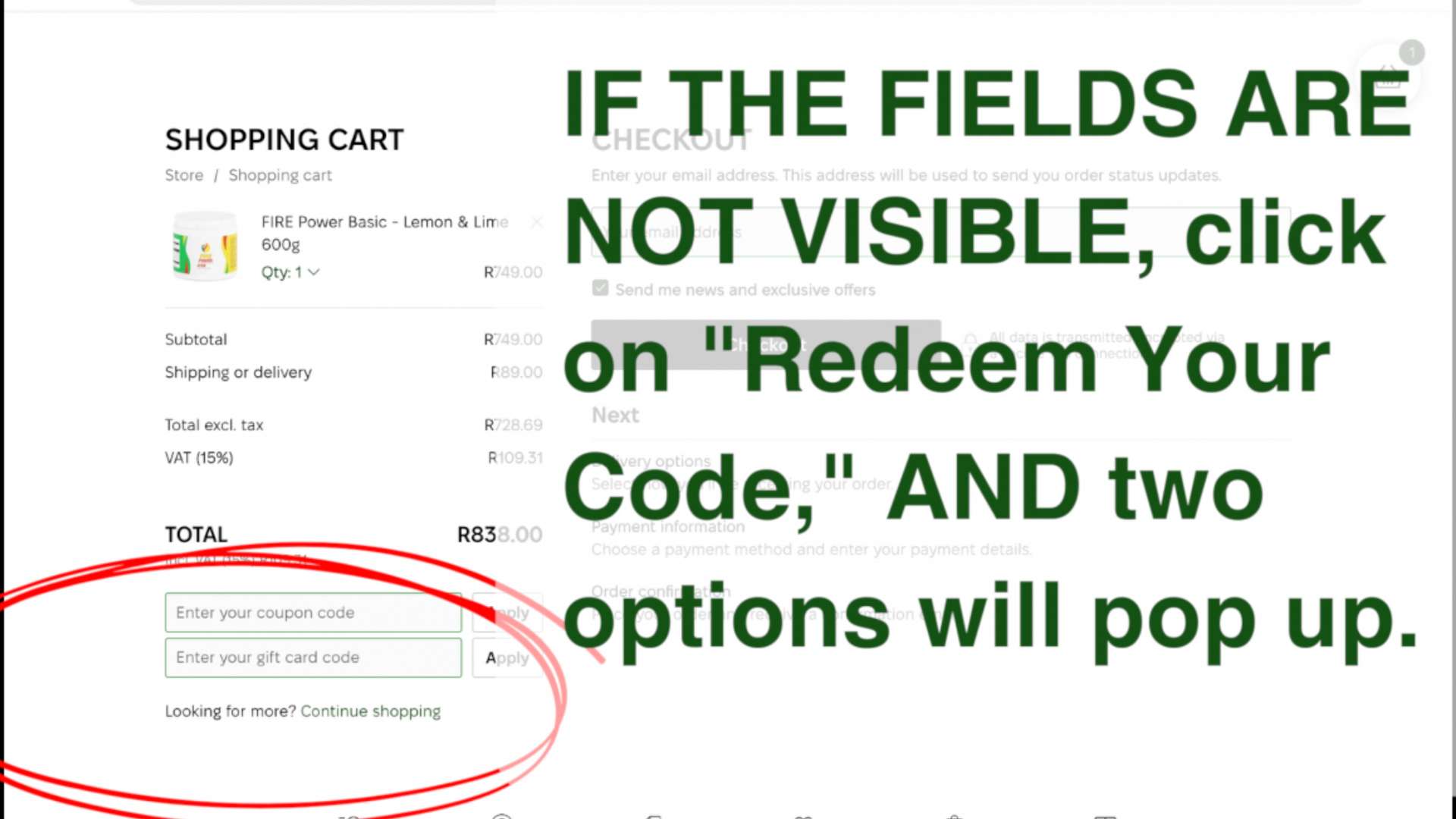 Screenshot of the shopping cart on Integrow Health shop
