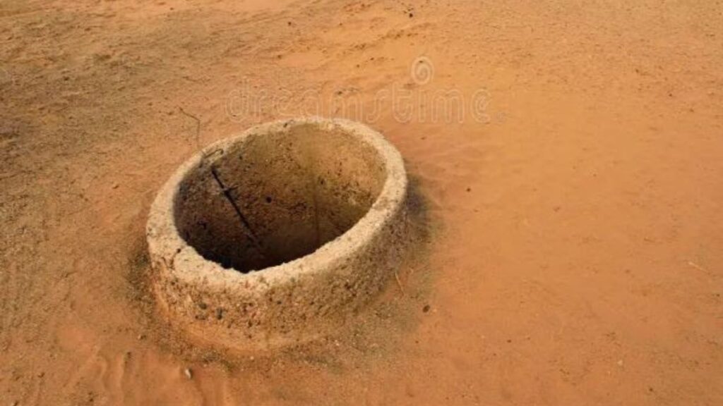 a hole in mineral-rich ground, magnesium oxide